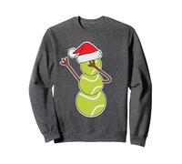 Mignon Tamponnant Bonhomme de Neige Balle de Tennis Noël Sweatshirt, Unisexe pour Adultes, Chiné Foncé, XL