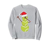 Mignon Tamponnant Bonhomme de Neige Balle de Tennis Noël Sweatshirt, Unisexe pour Adultes, Gris Chiné, XL