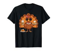 Mignon Thanksgiving Turquie Boire Café Lover Femmes Filles T-Shirt