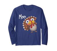 Mignon Thanksgiving Turquie Vache Moo Meow Meme Fluent in Lazy Manche Longue