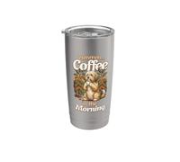 Mignon Tibet Terrier Chiot Chien et Tasse Café Le Matin Gobelet isotherme en acier inoxydable double paroi