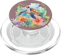 Mignon Tortue de mer Aquarelle Clipart Amoureux sous-Marin Femmes PopSockets PopGrip pour MagSafe