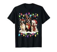 Mignon Trois bouledogues français Noël Femmes Hommes Chien Amour T-Shirt