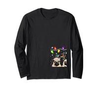 Mignon Trois Carlin Noël Femmes Hommes Chien Amour Manche Longue