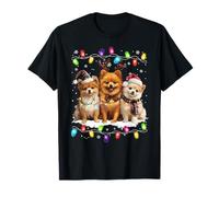 Mignon Trois Poméranies Noël Femmes Hommes Chien Amour T-Shirt