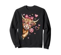 Mignon Vache Highland Saint Valentin cœurs regardant Bonbons Femmes Sweatshirt