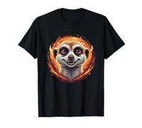 Mignon Visage de Suricate Souriant avec Flamme Safari T-Shirt