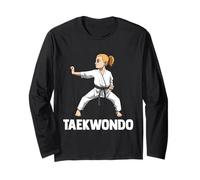 Mignonne Fille Pratiquant Le Taekwondo, Art Martial Manche Longue