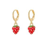 Mignonne Fraise Petites Boucles d’Oreilles Pour Les Femmes Minuscules Huggie Émail Rouge Fruits Vivants Lucky Hypoallergenic Drop Dangle Bijoux Pour Fille Nièce Fraise Festival De Musique