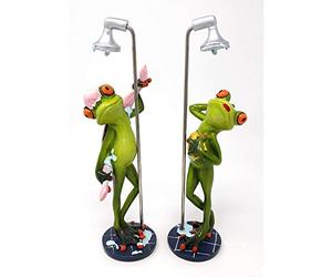mignonne grenouille sous la douche avec bonnet de douche figurine statue figurine en forme de bain