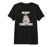 Mignonne Guirlande Lumineuse Britannique à Poils Courts en Forme de Chat Meowy Christmas T-Shirt Haut de Gamme