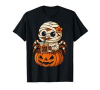 Mignonne Momie araignée Boba Boire thé Halloween Effrayant Kawaii T-Shirt
