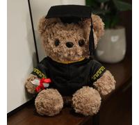 Mignonne Poupée En Peluche Docteur Célibataire Ours Cadeau De Remise De Diplôme Étudiant Poupée Ours En Peluche Coffret Cadeau Individuel Chameau 30cm + Lumières Colorées + Petit Bouquet (Poupée Non I