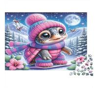 Mignonne Tortue d'hiver Puzzles 1000 Pièces Papier recyclé pour Adultes Puzzle pour Adultes Jeu Familial Amusant et Stimulant Excellente idée Cadeau pour Enfants à partir de 12 Ans 38x26cm/1000pcs