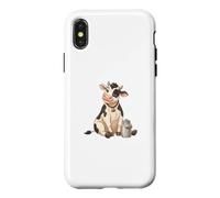Mignonne Vache de Bande Dessinee avec Bidon de Lait Coque pour iPhone X/XS