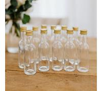 Mignonnettes en Verre avec Bouchon Doré, 50 ml, 13,5 cm x 3,5 cm, Lot de 10, Cadeau Invités Mariage (Edgar)