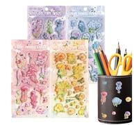 Mignons Autocollants 3D,Fournitures de Scrapbooking Animaux,4 Pièces Autocollants Réutilisables pour Gourde | Pour Adultes Carnet Papeterie Coque de Téléphone Tablet Ordinateur