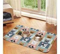 Mignons bouledogues français,Tapis d'alimentation pour Animaux de Compagnie, Sets de Table en Cuir PU pour Chats et Chiens,40x60cm