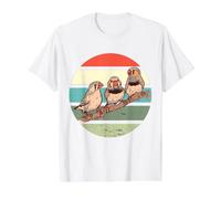 Mignons Trois Diamants Mandarins sur Une Branche Oiseaux de T-Shirt Graphique avec Valeur, Homme, Blanc, M