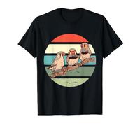 Mignons Trois Diamants Mandarins sur Une Branche Oiseaux de T-Shirt Graphique avec Valeur, Homme, Noir, XL