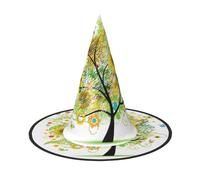 Migpkd Arbre floral avec marguerites, tournesols, papillons, coccinelles, insectes, chapeau de sorcière d'Halloween pour femme et homme, accessoires de cosplay pour fête costumée, chapeau de magicien