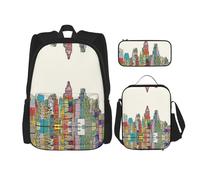 Migpkd Austin Texas Sac d'école, trousse à crayons, sac à déjeuner, sac à dos pour enfants