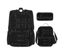 Migpkd Be Joyful Sac d'école calligraphie Trousse à crayons Sac à déjeuner Sac à dos Combinaison Sac à dos pour enfants Cartable d'école