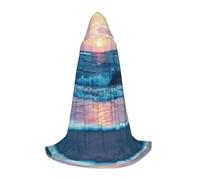 Migpkd Beach Wave Sun Cloud Cape à capuche pleine longueur pour adolescents | Cape à capuche unisexe pour enfants, cape médiévale vintage avec capuche, cape de costume pour garçons et filles