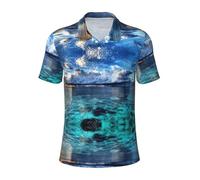 Migpkd Beautiful View of The Sea Men is Golf Polo à manches courtes Performance Moisture Wick Décontracté Imprimé Col Chemise de golf pour homme, Noir , M