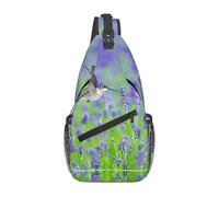Migpkd Bird In Purple Lavender Floral Flowers Sac à bandoulière pour homme Sac à bandoulière décontracté pour femme Homme Léger Voyage Randonnée Gym