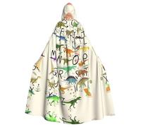 Migpkd Cape longue à capuche élégante pour apprendre l'alphabet avec dinosaures pour adulte - Cape d'Halloween pour cosplay - Unisexe