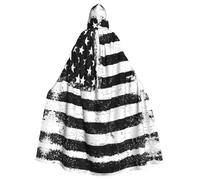 Migpkd Cape longue à capuche noire et blanche avec drapeau américain pour adulte - Cape d'Halloween pour cosplay - Unisexe