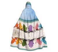 Migpkd Chairs Beside The Blue Sea Sky Longue cape à capuche pour adulte Cape d'Halloween pour cosplay Costume Unisexe