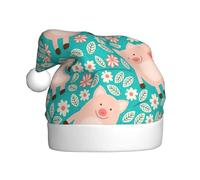 Migpkd Chapeau de Père Noël à motif de cochon mignon - Chapeau de Noël pour adulte - Pour homme et femme - Fournitures de fête de Noël