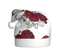 Migpkd Chapeau de Père Noël à motif tête de mort florale - Chapeau de Noël pour adulte pour homme et femme - Fournitures de fête de Noël, Nouvel An