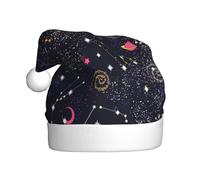 Migpkd Chapeau de Père Noël constellation étoiles galaxies - Chapeau de Noël adulte pour homme et femme, fournitures de fête de Noël