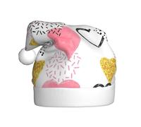 Migpkd Chapeau de Père Noël en forme de cœur doré et rose - Chapeau de vacances de Noël pour adulte pour homme et femme