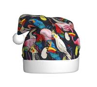 Migpkd Chapeau de Père Noël Flamant Rose Tropical Wildlife - Chapeau de vacances de Noël pour adulte pour homme et femme, fournitures de fête de Noël