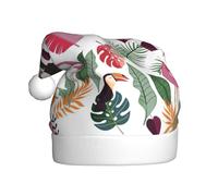 Migpkd Chapeau de Père Noël paresseux en rose jungle tropicale - Chapeau de vacances de Noël pour adulte pour homme et femme, fournitures de fête de Noël