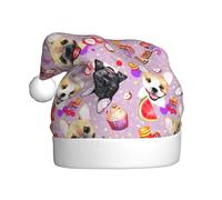 Migpkd Chapeau de Père Noël Petit Bulldog français - Chapeau de Noël pour adulte pour homme et femme, fournitures de fête de Noël