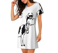Migpkd Chemise de nuit blanche et noire à manches courtes pour femmes, Noir , XXL