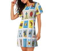 Migpkd Chemises de nuit à motif puzzle pour femmes - Manches courtes - Chemise de nuit imprimée, Noir , S