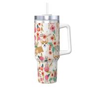 Migpkd Corgi - Gobelet de jardin avec poignée, isolation estivale et tasse rafraîchissante pour cadeau d'anniversaire 1200 ml