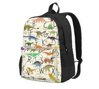 Migpkd Élégant sac à dos d'apprentissage des lettres de l'alphabet avec dinosaures pour garçons et filles, sac à dos universitaire, sac à dos léger, sac à dos décontracté pour ordinateur portable