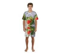 Migpkd Ensemble de pyjama d'été léger à manches courtes pour homme avec photographie alimentaire, Noir , S