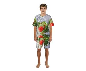 Migpkd Ensemble de pyjama d'été léger à manches courtes pour homme avec photographie alimentaire, Noir , S