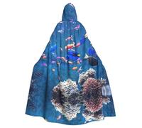 Migpkd Fishs Hd Longue cape à capuche pour adulte Cape d'Halloween pour cosplay Unisexe