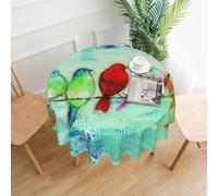 Migpkd Five Singing Birds Nappe ronde avec élastique 152,4 cm | Housses de table rondes pliantes lavables pour tables de 50,8 à 119,4 cm, pour cuisine, salle à manger, banquet, fête