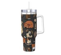 Migpkd Gobelet Bulldog Corgi de 1,2 l avec poignée, isolation d'été et tasse rafraîchissante pour cadeau d'anniversaire