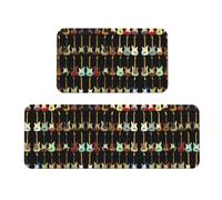 Migpkd Lot de 2 tapis de cuisine antidérapants et imperméables pour sol Motif guitare artistique